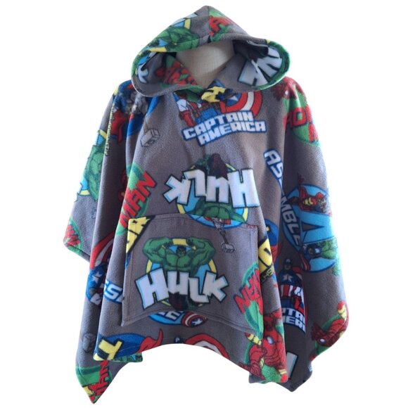 Handmade Avengers Fleece Poncho M Medium Cape With Hood & Pocket Hulk Iron Man - Picture 1 of 16